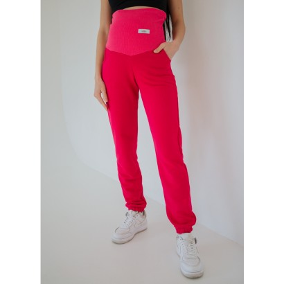 Спортивные штаны-джоггеры для беременных c карманами Малиновые